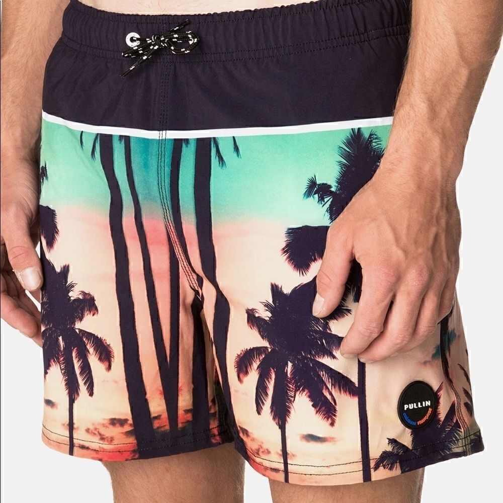 Pull-in Men’s Short Jam Palm Tree Swim Trunks M